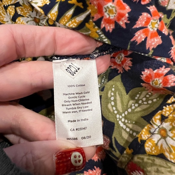 Talbots Black Floral Blouse with Yellow and Red Accents - Picture 4 of 8